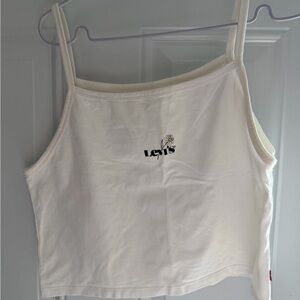 Levi's White Cropped Tank Top with Daisy Logo